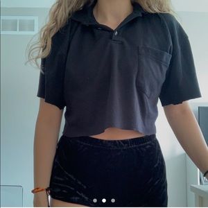 black cropped polo